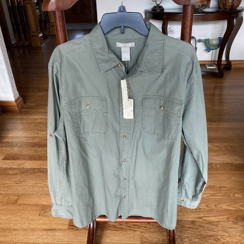 Fieldgear Men's Olive Colored Long Sleeve Shirt - Size Large